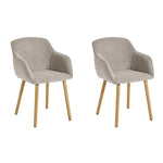 Home Alarik Pair of Fabric Dining Chairs - Natural | Kitchen Table Chair Set