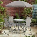 Home 4 Seater Metal Patio Set - Light Grey | Outdoor Garden Furniture