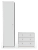 Seville 2 Piece 1 Door Wardrobe Set - White