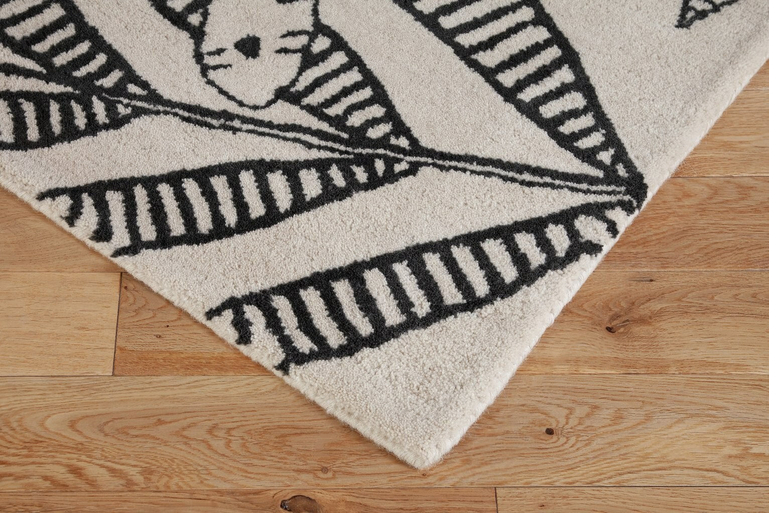 Jungle Print Black & Grey Wool Flatweave Rug