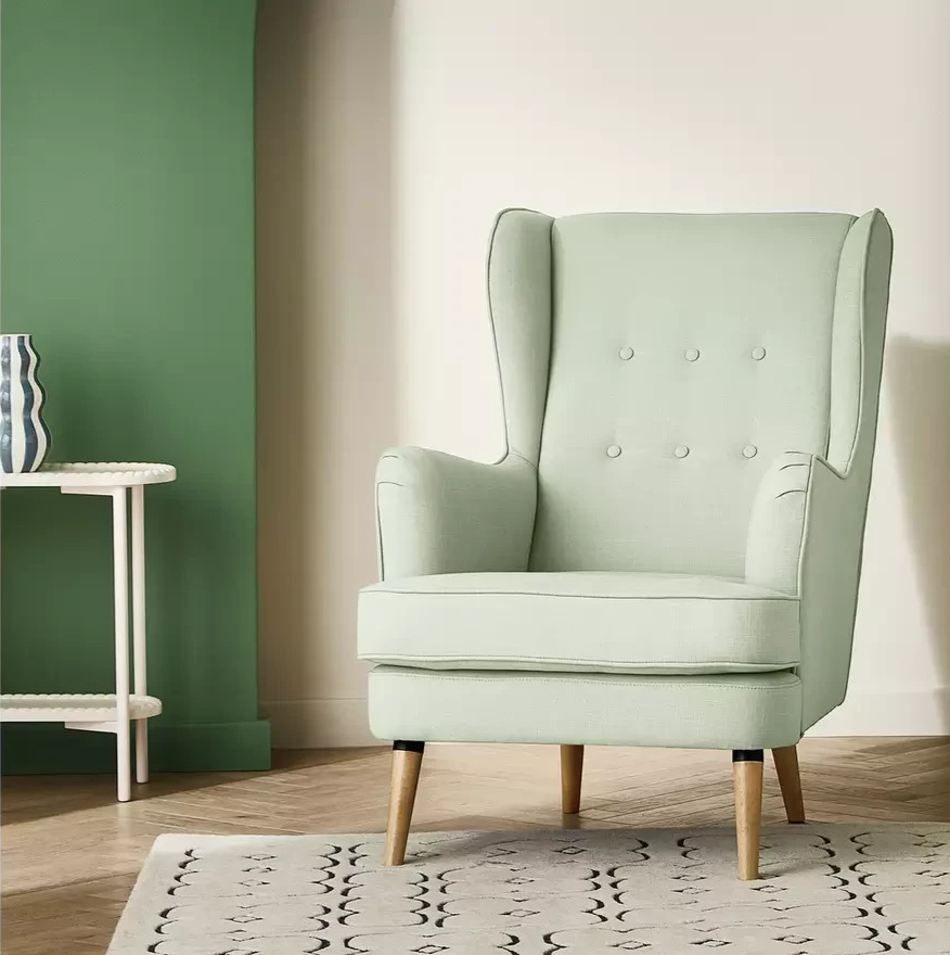 Callie Fabric Wingback Chair Green | Living Room Accent Armchair Furniture