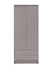 Malibu 2 Door 2 Drawer Wardrobe - Grey |Bedroom Storage Unit for Clothes & Shoes