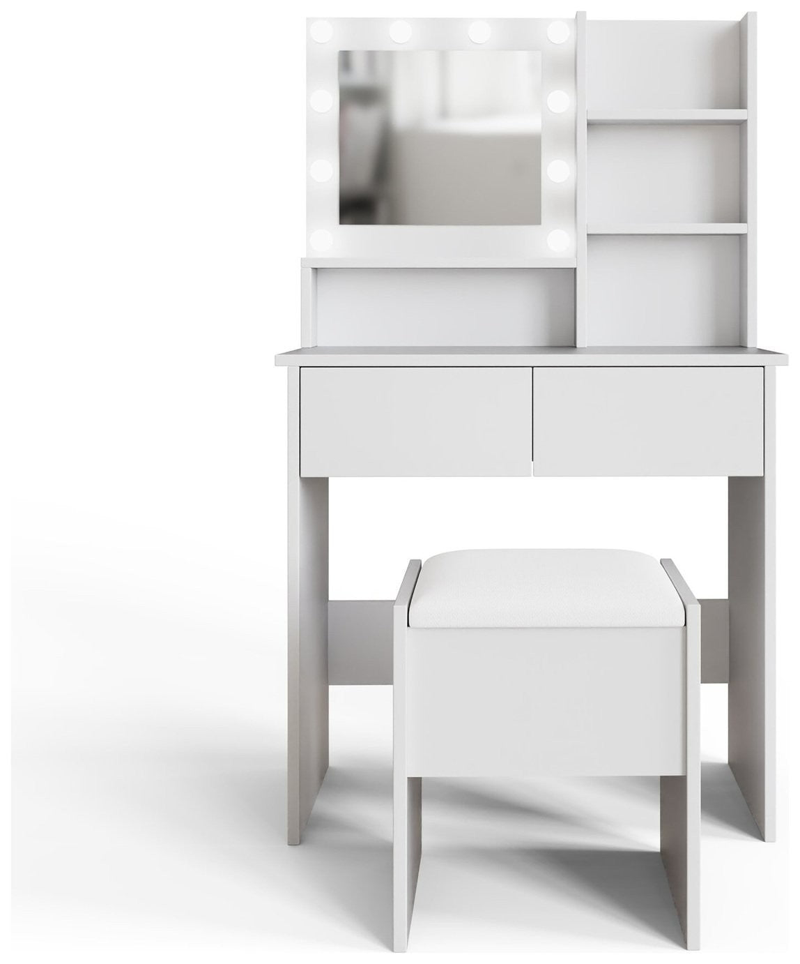 GFW Eva 2 Drawer Dressing Table With Stool - White | White vanity table