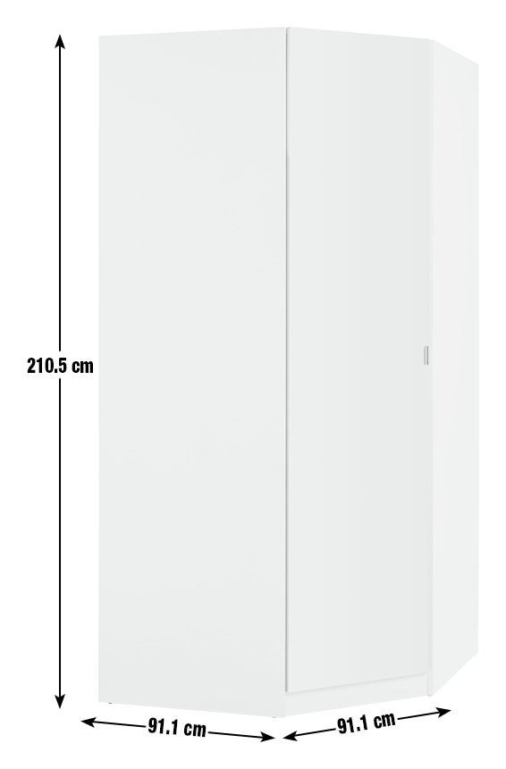 Munich Corner 1 Door Mirror Wardrobe - White | Stylish Room Arrangement