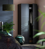Munich Panelled 2 Door Wardrobe - Anthracite | Contemporary double door closet
