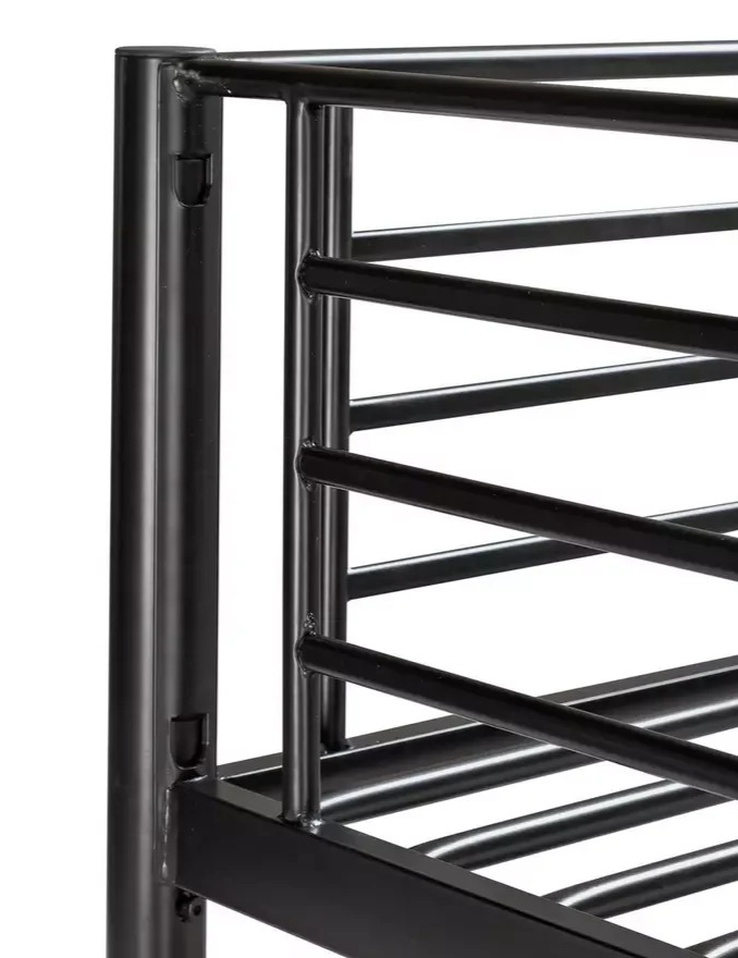 Riley High Sleeper Metal Bed Frame with Desk Black | Kids Loft Bed Furniture
