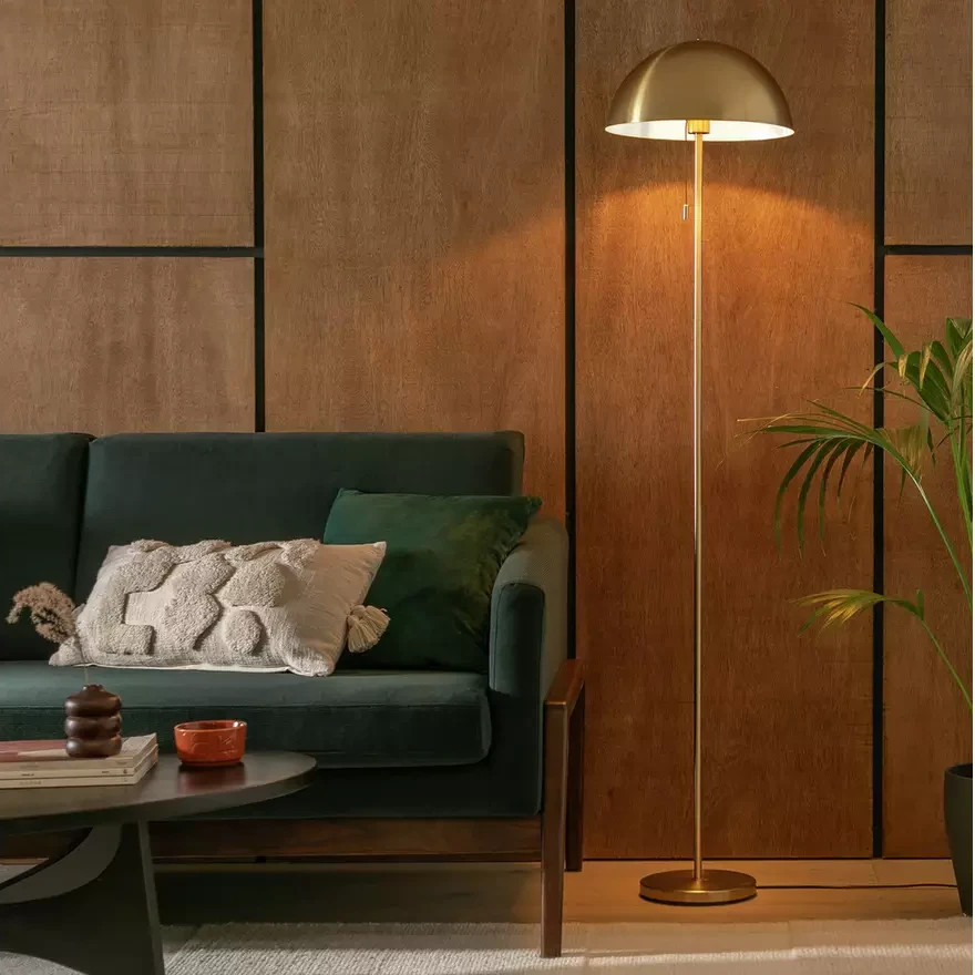 Mushroom Floor Lamp Brushed Brass | Modern Standing Floor Light Home Lighting
