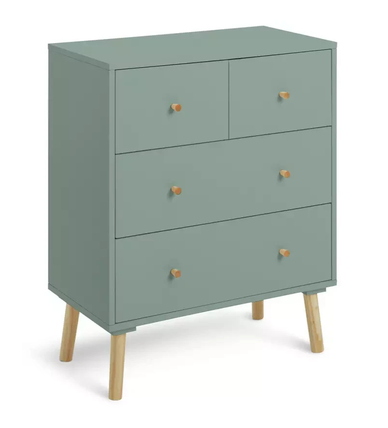 Otto 4 Drawer Chest Sage Green Storage Organiser Bedroom Furniture