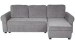 Addie Velvet Reversible Storage Sofa Bed - Grey