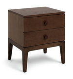 Loxley 2 Drawer Bedside Table - Walnut | Compact Bedroom Solution