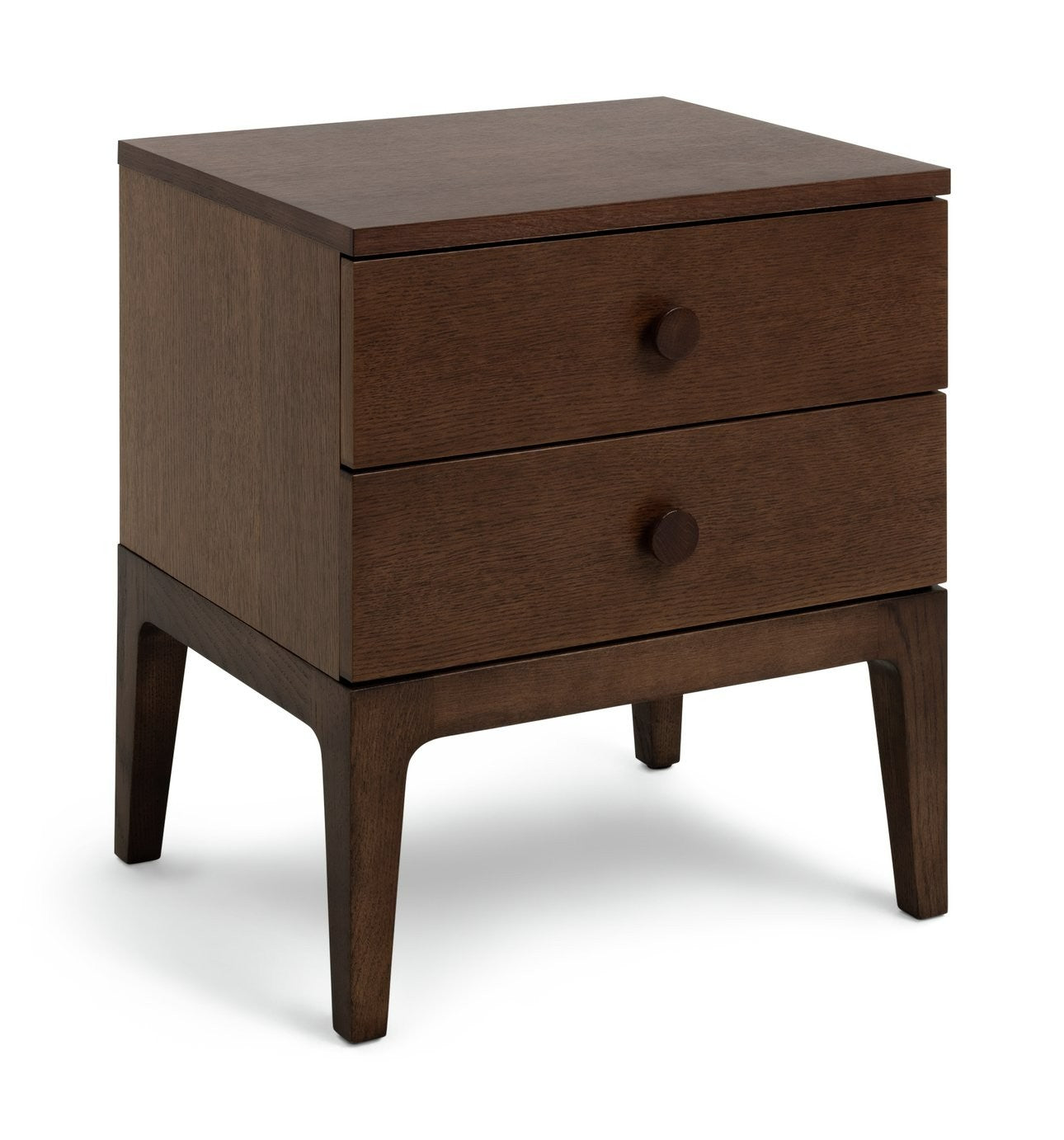 Loxley 2 Drawer Bedside Table - Walnut | Compact Bedroom Solution