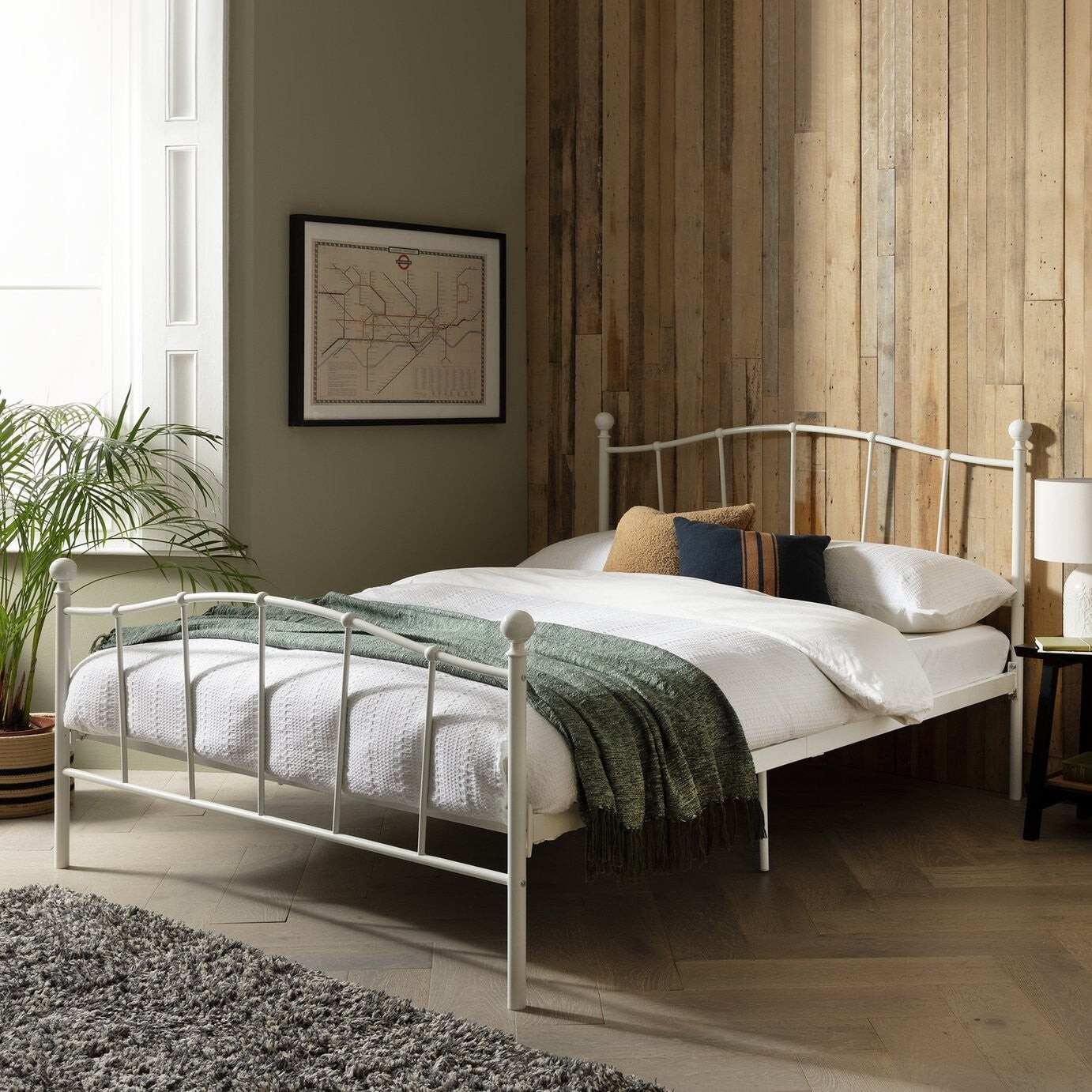 Home Fleur Kingsize Metal Bed Frame - White | Sturdy Durable Mattress Support