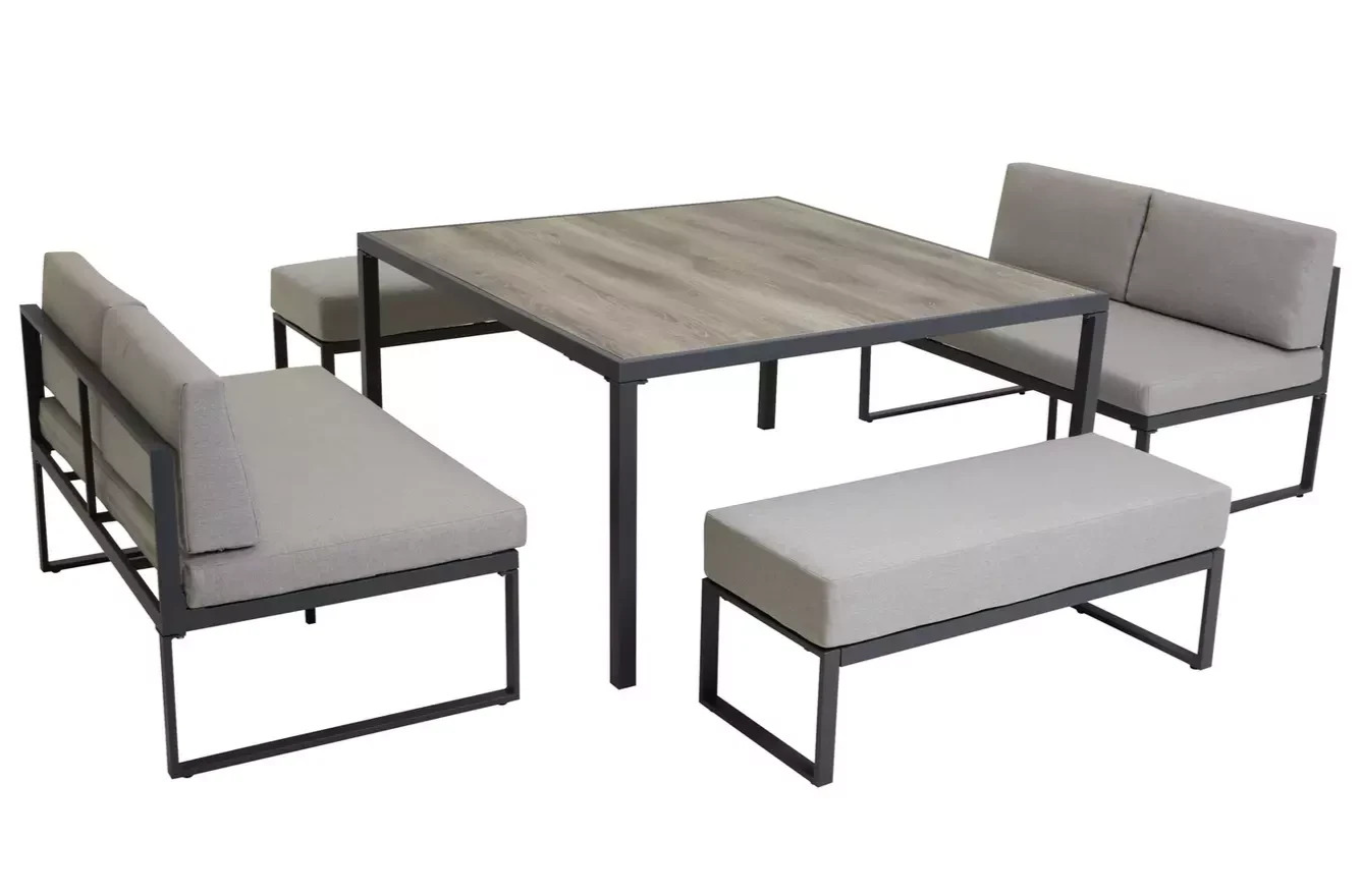 Colmar 8 Seater Space Saving Metal Patio Set-Grey (B GRADE)