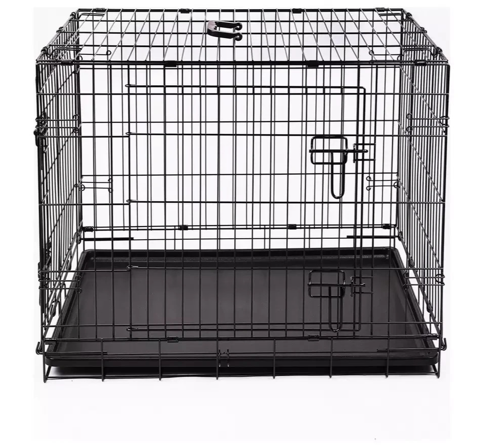 Double Door 30 Inch Pet Cage Medium | Metal Dog Crate Animal Kennel Furniture