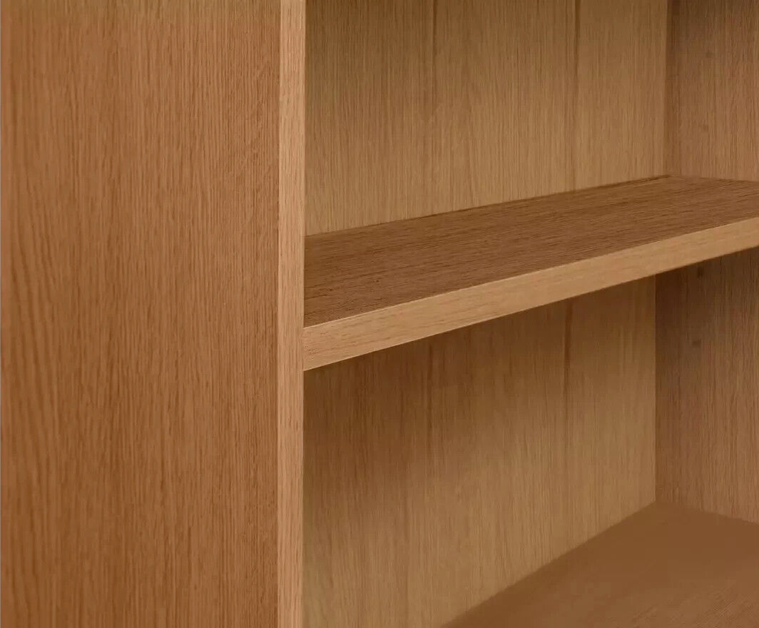 Maine Deep 6 Shelf Bookcase - Shelving Storage Unit Display Cabinet - Oak Effect