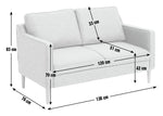 Home Knox Fabric 2 Seater Sofa Charcoal | Compact Living Room Couch Armchair