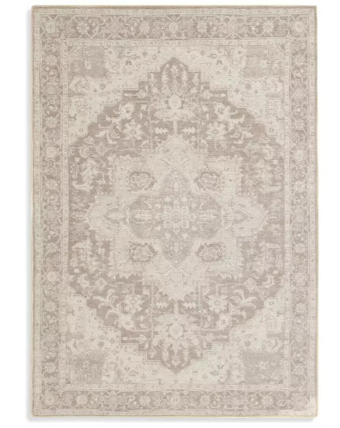 Vintage Effect Neutral Rug | 160x230cm | Vintage Living Room Bedroom Area Rug Ca