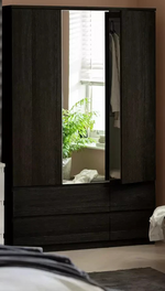 Jenson 3 Door 4 Drawer Mirror Wardrobe - Black (B Grade)