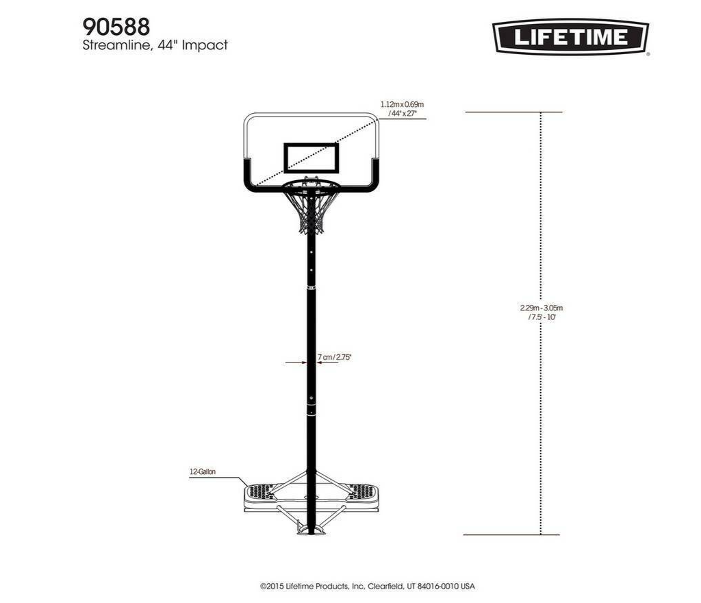 Lifetime Portable Adjustable Basketball Hoop and Backboard 44inch