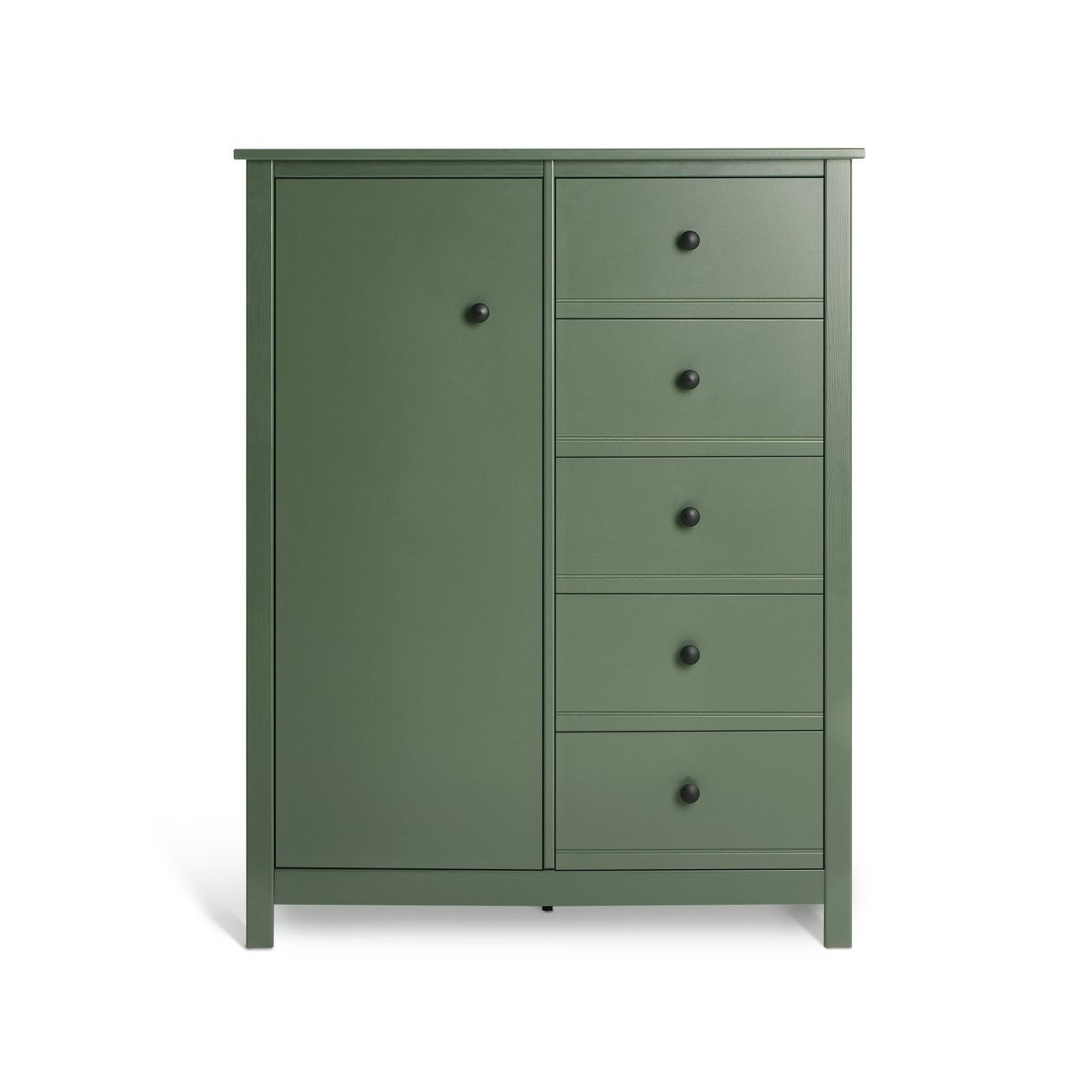 Brooklyn 1 Door 5 Drawer Short Wardrobe - Sage Green | Short wardrobe