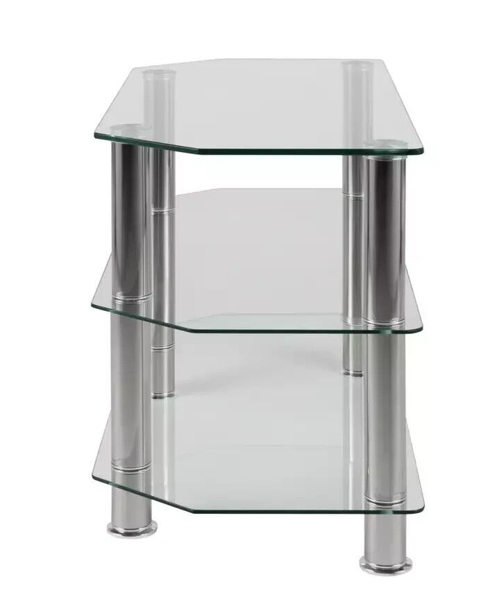 Matrix Glass Corner TV Unit - Clear & Chrome