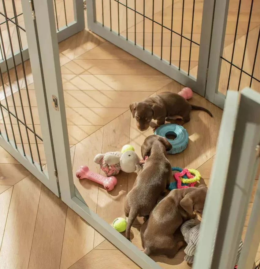 Lords & Labradors Wooden Puppy Play Pen Black 80cm | Pet Safety Enclosure