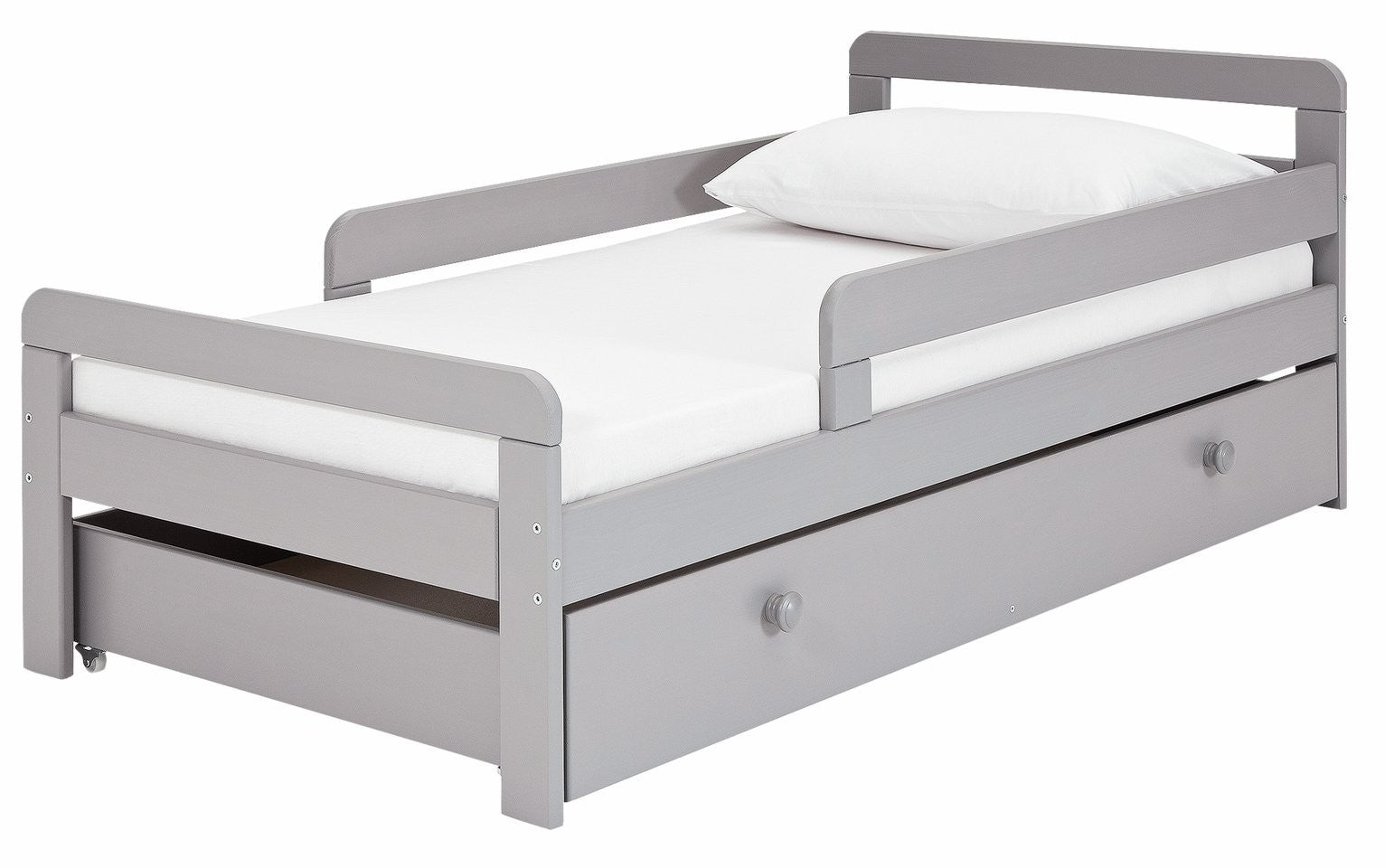 Ellis Toddler Bed Frame with Drawer - Grey | Childrens Bedroom Furniture