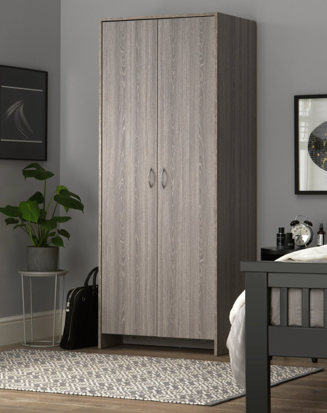 Seville 2 Door Wardrobe - Grey Oak Effect (B Grade 1082.)
