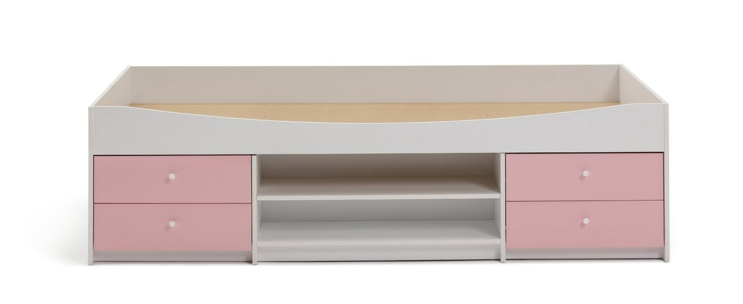 Home Malibu Storage Cabin Bed - Pink & White | Storage bed for girls