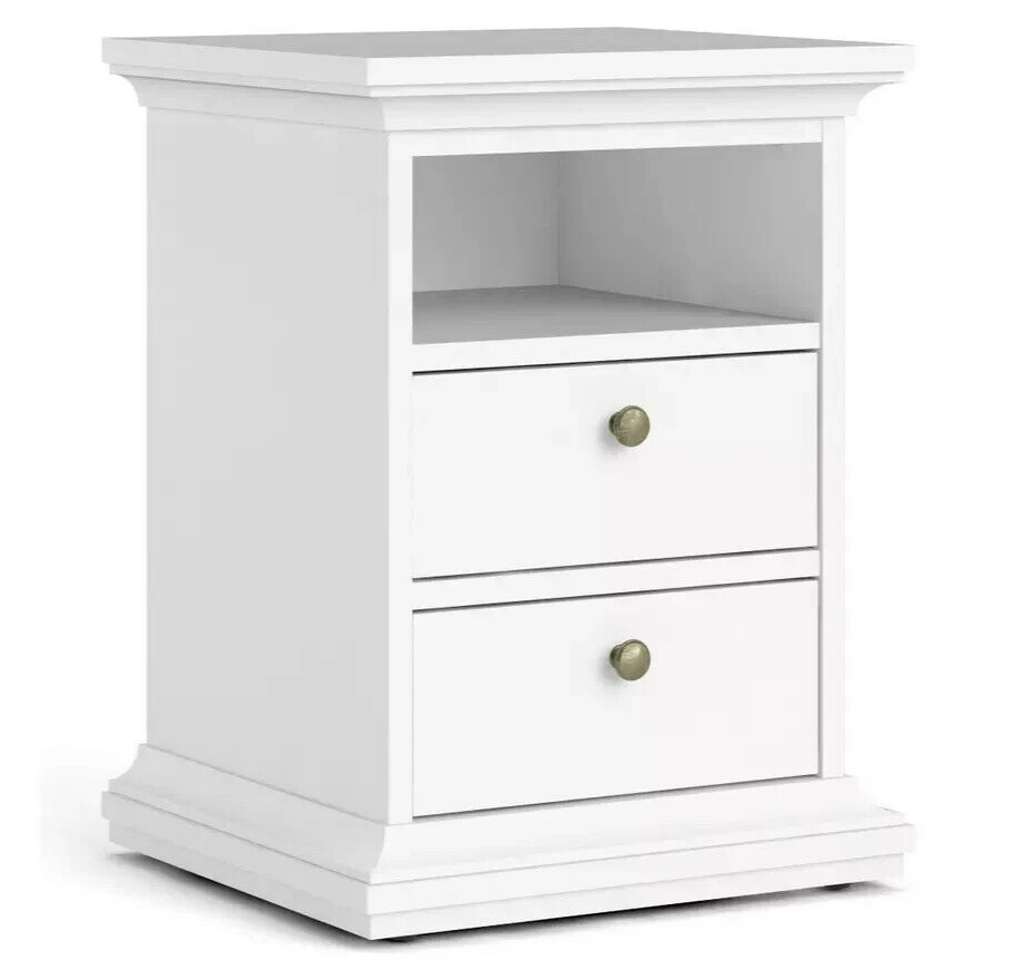 Tvilum Paris 2 Drawer Bedside Table - White ( B grade 33235 )