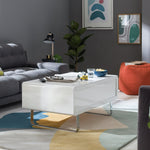 Home Sleigh Gloss Gas Lift Coffee Table - White | Practical Lift Mechanism
