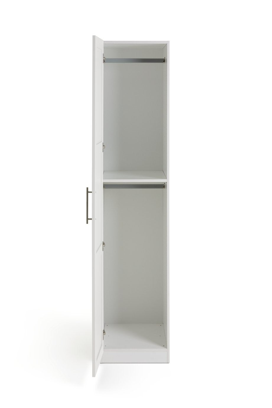 Munich Panelled 1 Door Wardrobe - White | Compact Clothing Organization