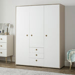 Camden 3 Door 3 Drawer Wardrobe – White & Acacia | All-in-one Storage Solution