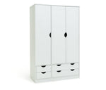 Kids Pagnell 3 Door 4 Drawer Wardrobe - White | large kids wardrobe