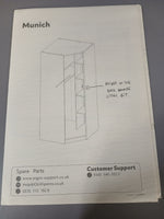 Munich Corner 1 Door Wardrobe - White (B GRADE 1110.)