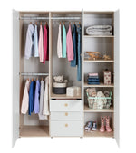 Camden 3 Door 3 Drawer Wardrobe – White & Acacia | All-in-one Storage Solution