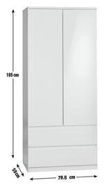 Jenson 2 Door 2 Drawer Mirror Wardrobe - Black Brown | wardrobe with mirror