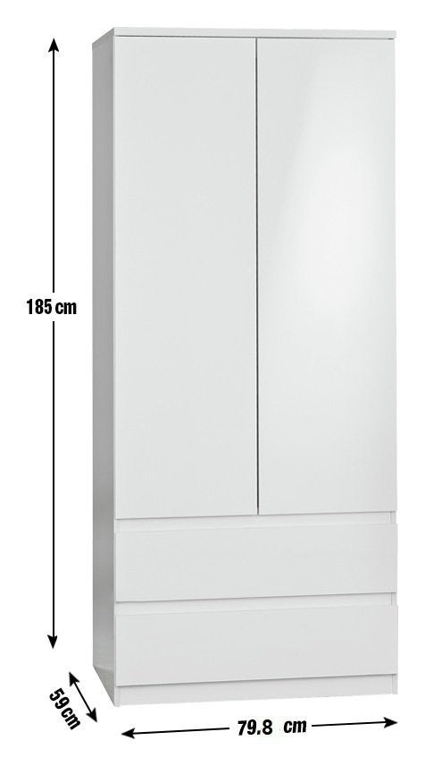 Jenson 2 Door 2 Drawer Mirror Wardrobe - Black Brown | wardrobe with mirror