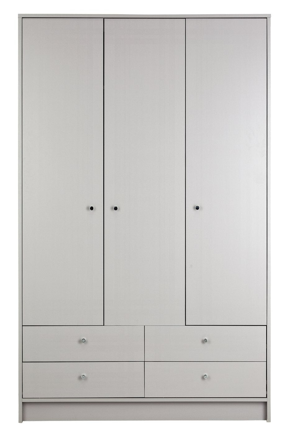 Home Malibu 3 Door 4 Drawer Wardrobe - Grey