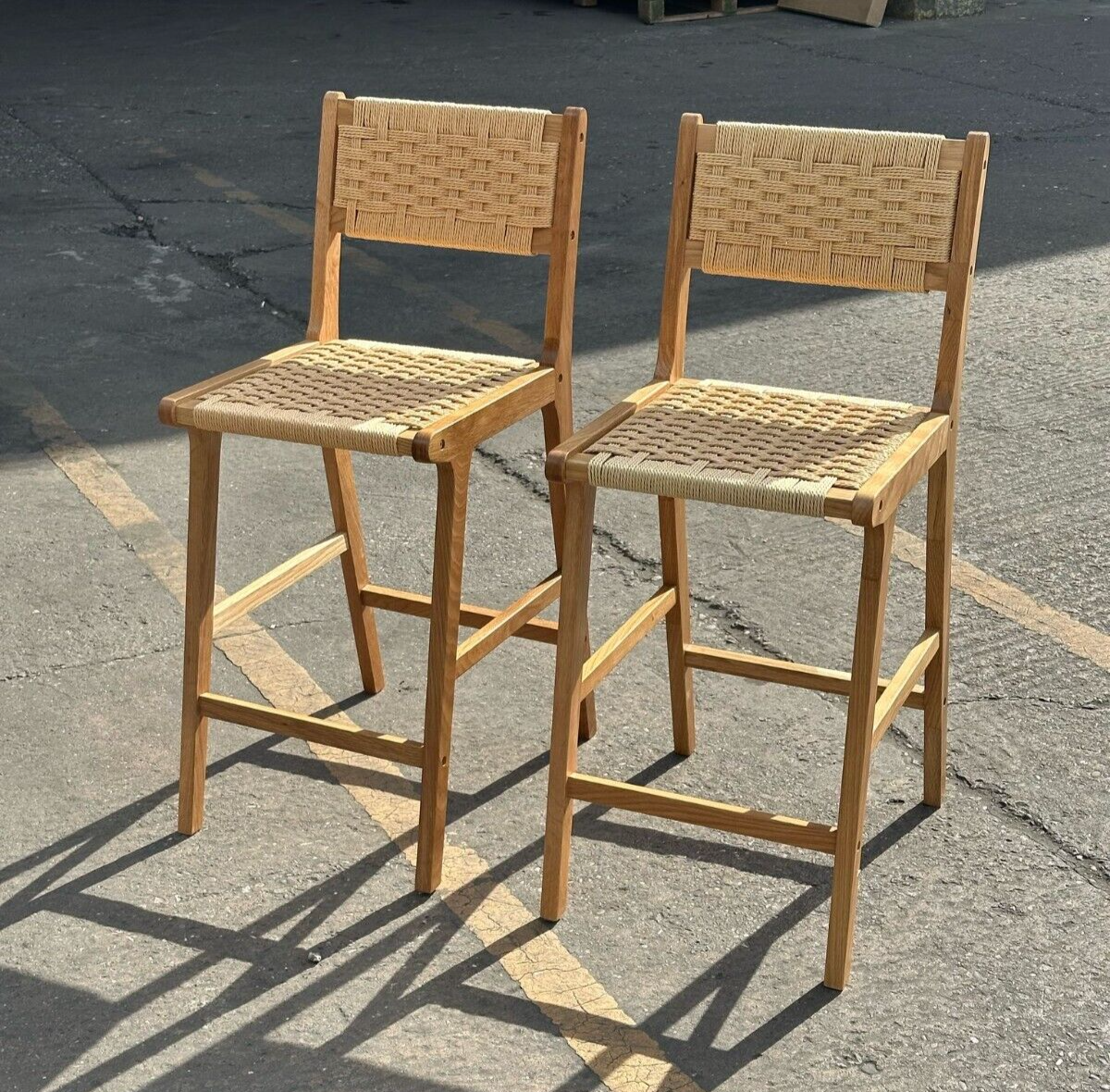 Habitat Faro Pair of Woven Oak Bar Stools - Natural ( S )