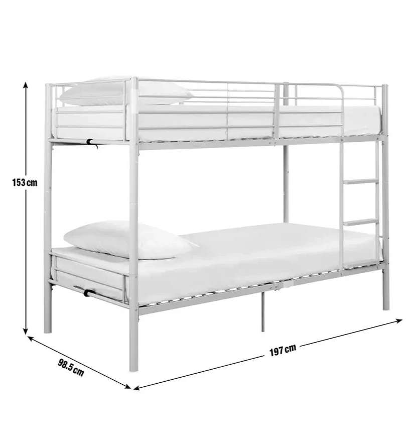 Home Mason Metal Bunk Bed Silver | Kids Bedroom Furniture Bunk Bed Frame