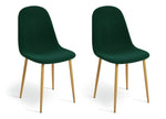 Beni Pair of Corduroy Dining Chairs - Green