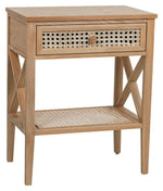Mornington Rattan 1 Drawer Bedside Table - Oak