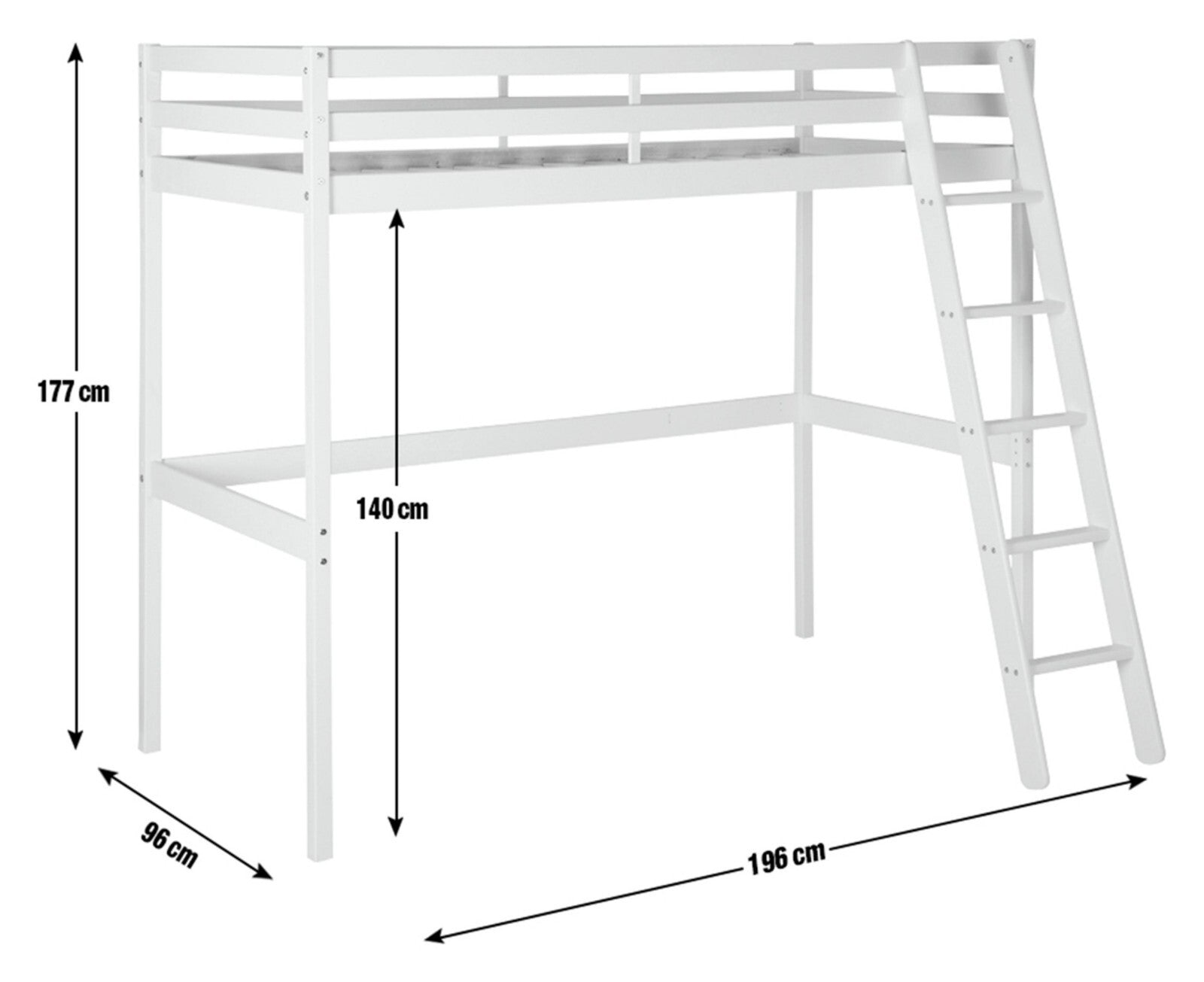 Kaycie High Sleeper Bed Single Bed Frame - White