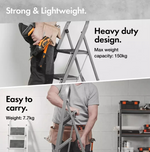 VonHaus 4 Tread Foldable Step Ladder | Folding Household Stepladder