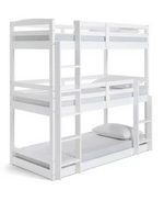 Home Josie Triple Single Bunk Bed - White | Multi Level Sleeping Setup