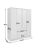 Malibu 4Dr 3 Drw Mirror Wardrobe-Black Oak Effect | Dark Wood Look