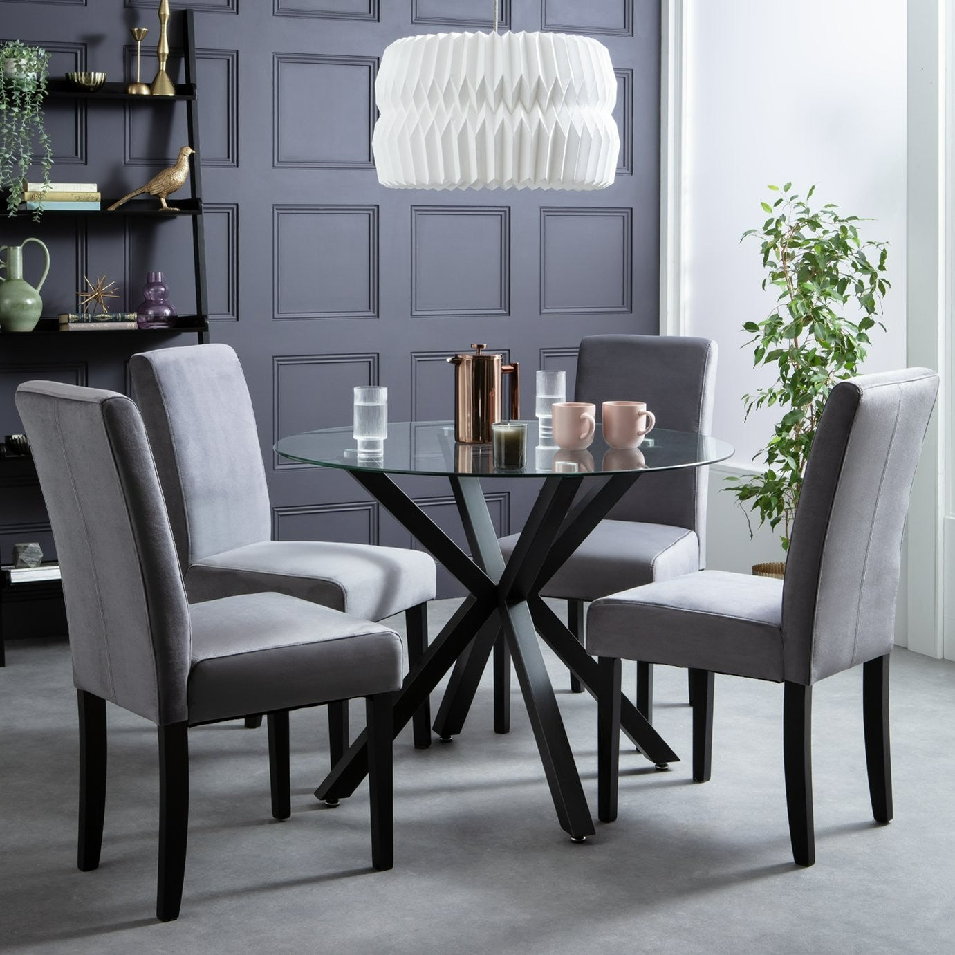 Midback Pair of Velvet Dining Chair - Grey | Soft Upholstered Comfort