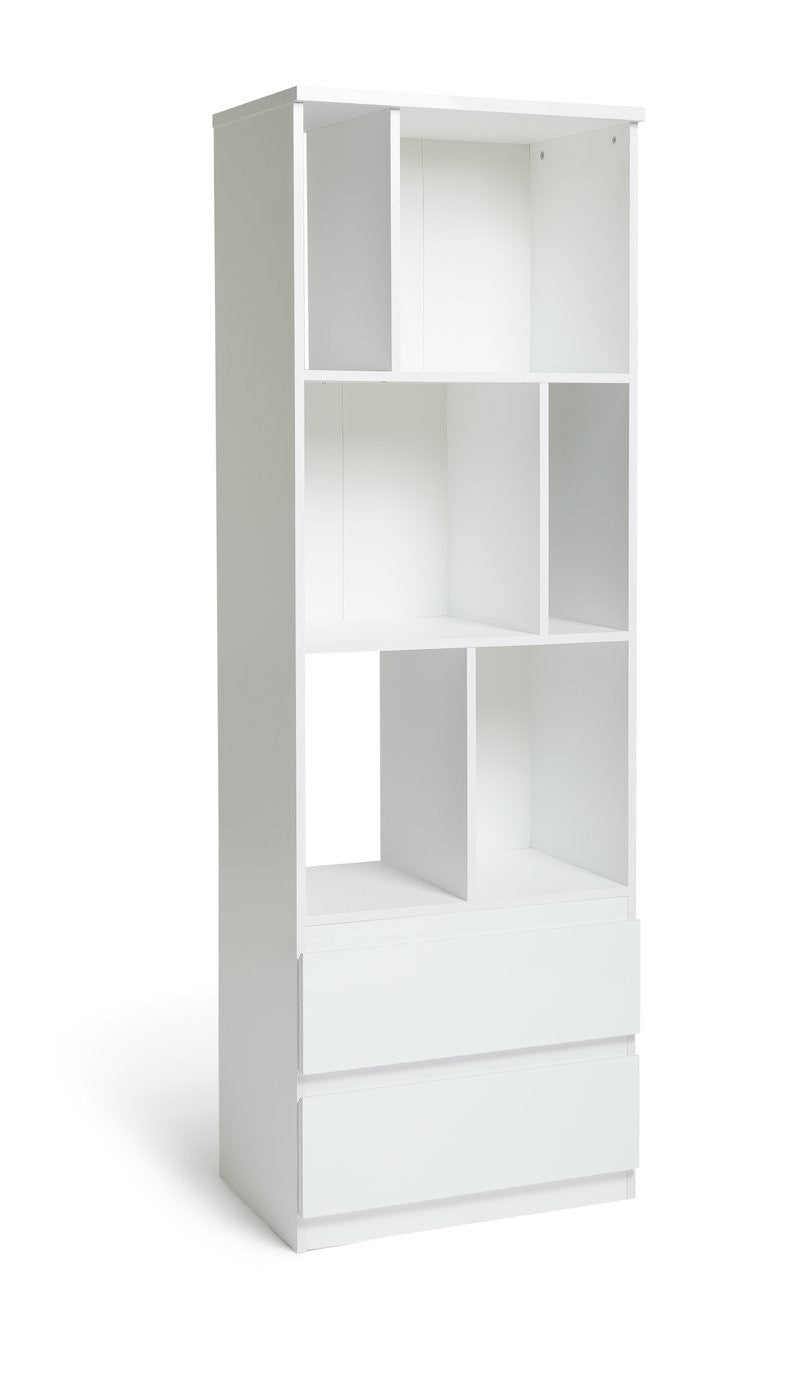 Home Jenson Narrow Bookcase - White Gloss | Slim Home Storage
