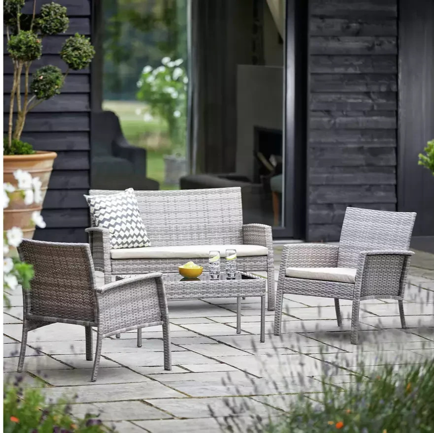 Home Lucia 4 Seater Rattan Effect Garden Sofa Set | Outdoor Patio Lounge